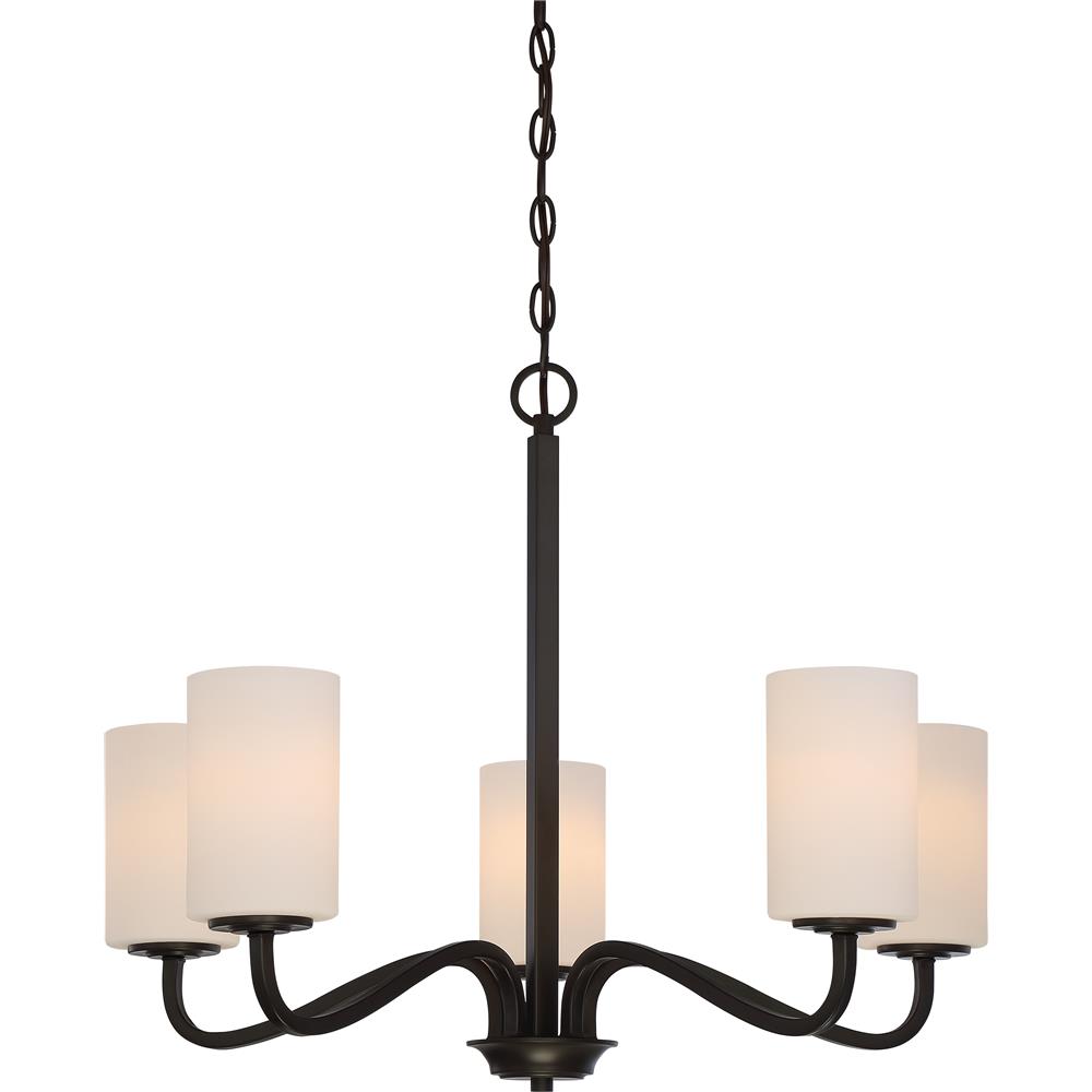 Nuvo Lighting 60/5905  Willow - 5 Light Hanging Fixture with White Glass in Forest Bronze Finish